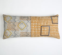Block Printed & Embellished Lumbar Cushion cover