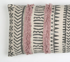 Block Printed & Tufted Lumbar Cushion cover Q1