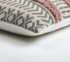 Block Printed & Tufted Lumbar Cushion cover Q1