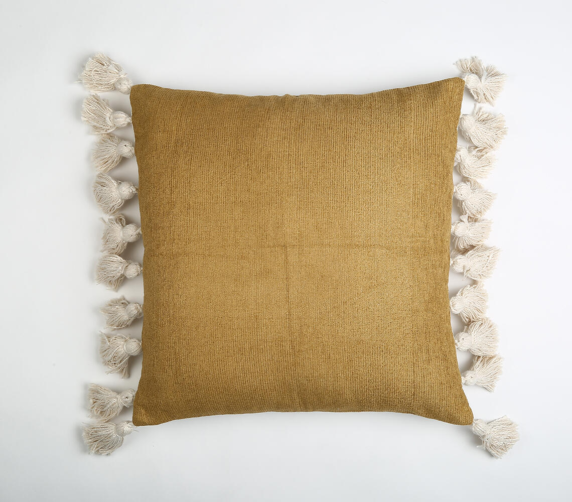 Tasseled Tan Cushion cover