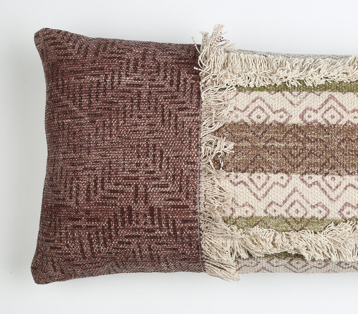Block Printed & tufted Lumbar Cushion cover