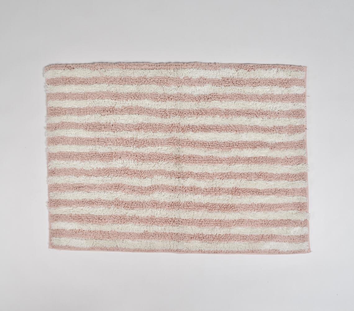 Blush Pink Striped Bathmat