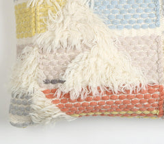 Pastel Handloom Cushion cover with Wool Accents