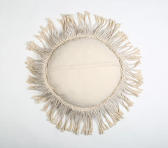 Macrame Fringed Round Cushion cover