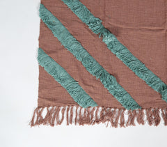 Handwoven Dusty Pink Throw with Teal Accents