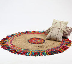 Hand Braided Upcycled Cotton & Jute Rug