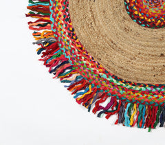 Hand Braided Upcycled Cotton & Jute Rug