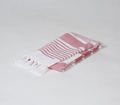 Handwoven Striped Red Cotton Bath Towel