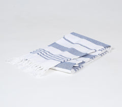 Handwoven Striped Blue Cotton Bath Towel