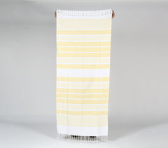Handwoven Lemon Striped Cotton Bath Towel