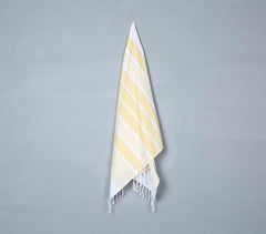 Handwoven Lemon Striped Cotton Bath Towel