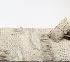 Neutral Woven rug with Tufts & Tassels