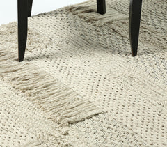 Neutral Woven rug with Tufts & Tassels
