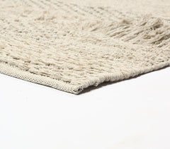 Neutral Woven rug with Tufts & Tassels