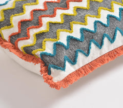 Block Printed Chevron Lumbar Cushion Cover