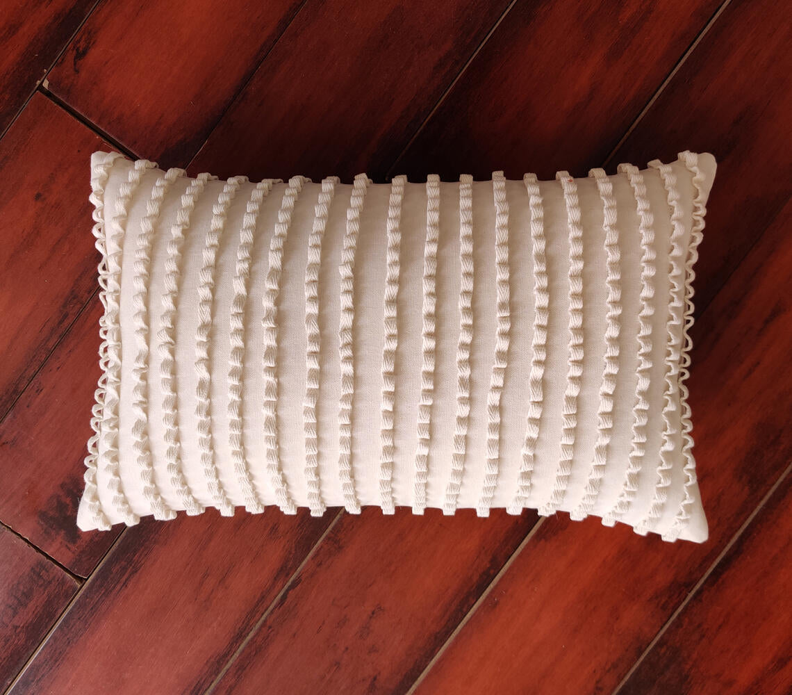 Embellished Ivory Lumbar Cushion Cover