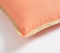 Coral Jute Border Cushion cover