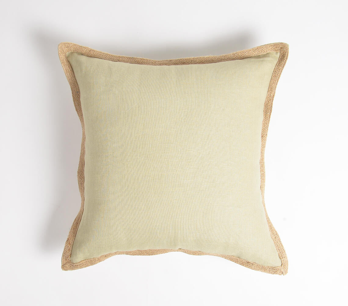 Jute Border Solid Cushion cover