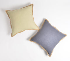 Jute Border Solid Cushion cover