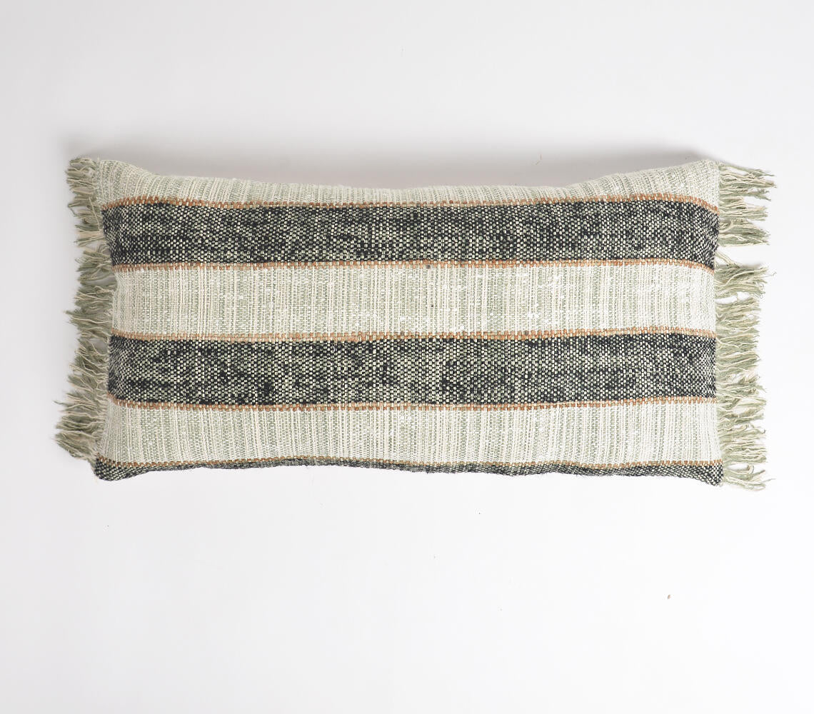 Striped & Fringed pillow cover