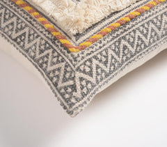 Hand Block Printed Geometric Bordered Cotton Cushion Cover