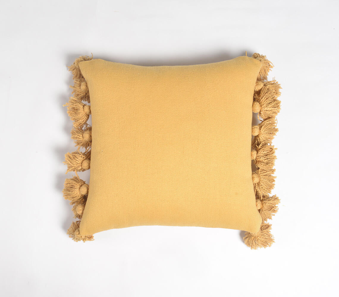 Solid Mustard Tasseled Cushion cover