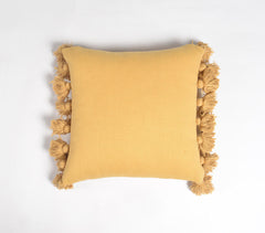 Solid Mustard Tasseled Cushion cover