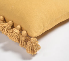 Solid Mustard Tasseled Cushion cover