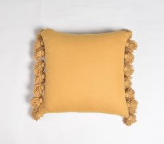 Solid Mustard Tasseled Cushion cover