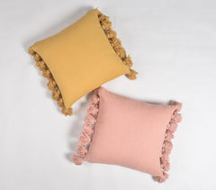 Solid Mustard Tasseled Cushion cover