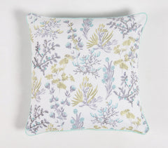 Botanical Printed & Beaded Cushion cover