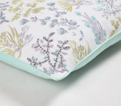 Botanical Printed & Beaded Cushion cover