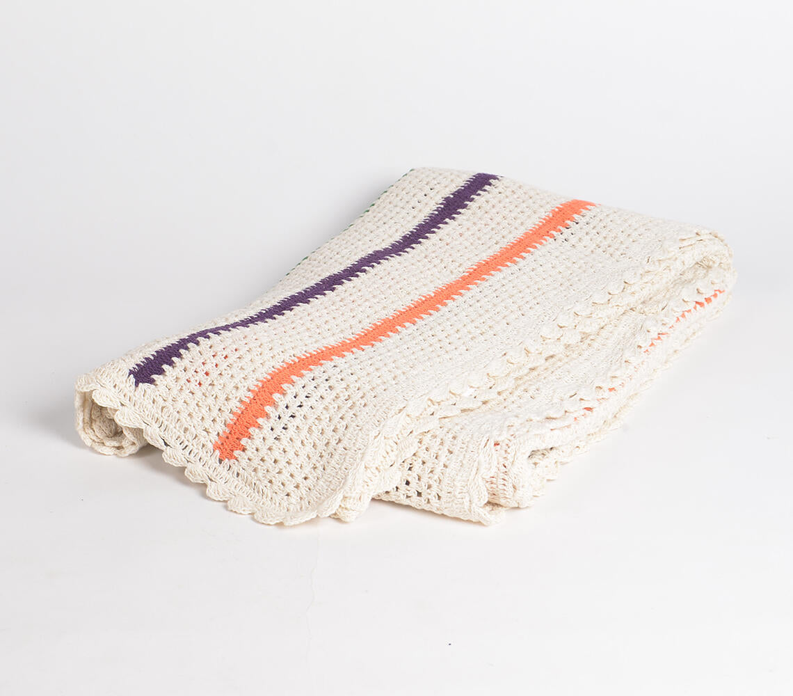 Striped Multicolor Crochet Throw