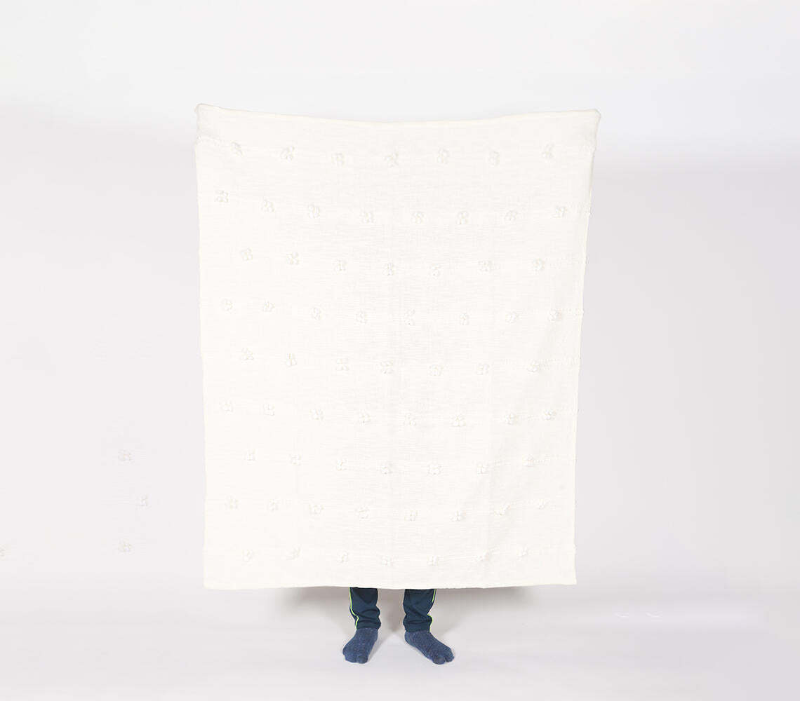 Handwoven Wool & Cotton Tasseled Throw
