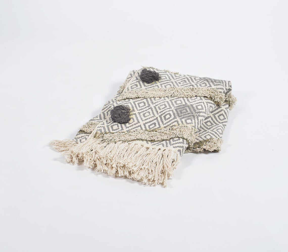 Textured Pom Pom Throw