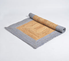 Hand Braided Jute grey Border Rug