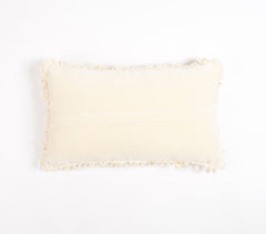 Cotton Lumbar Cushion Cover with Frayed Edges