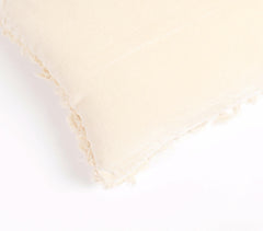 Cotton Lumbar Cushion Cover with Frayed Edges