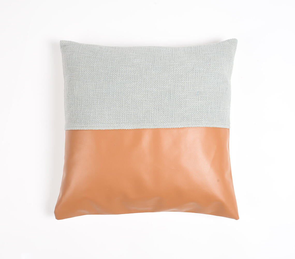Dyed Cotton & PU Patchwork Cushion Cover