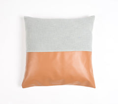 Dyed Cotton & PU Patchwork Cushion Cover