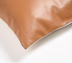 Dyed Cotton & PU Patchwork Cushion Cover