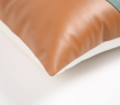Dyed Cotton & PU Patchwork Cushion Cover Q2
