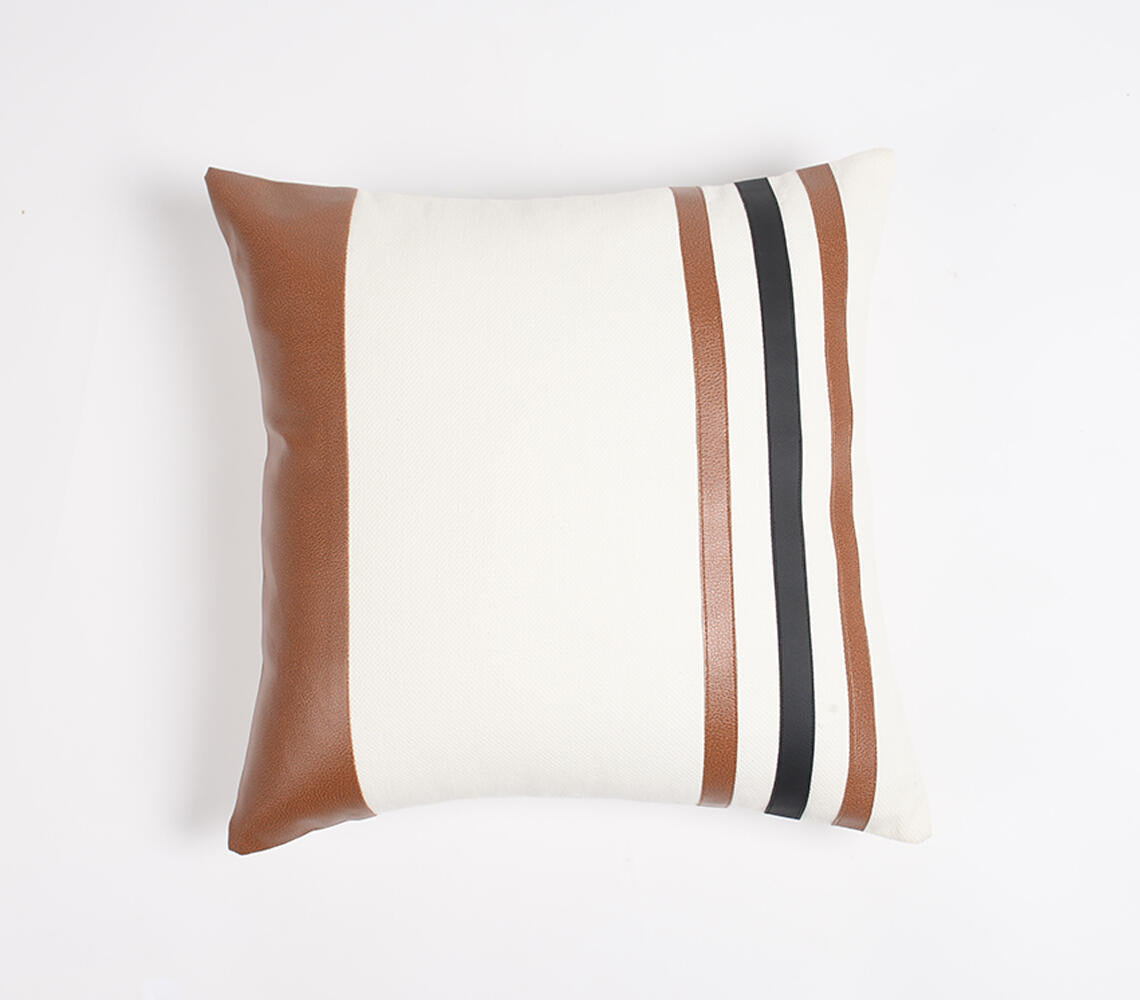 Patchwork Cotton & PU Cushion Cover Q1
