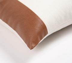 Patchwork Cotton & PU Cushion Cover Q1