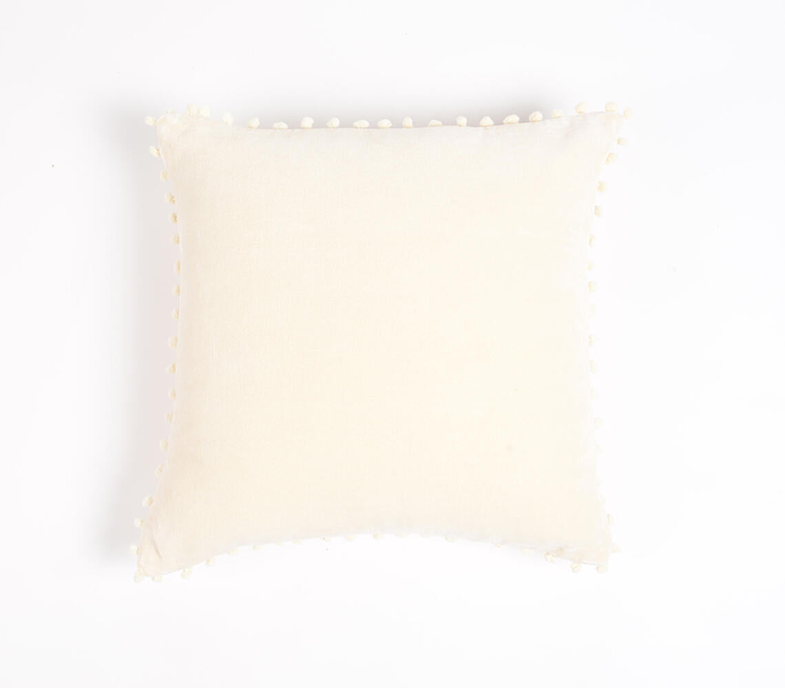 Dyed Cotton Cushion Cover with Border Embellishment