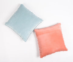 Dyed Cotton Cushion Cover with Border Embellishment Q6