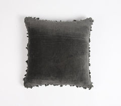 Solid Velvet Cotton Cushion Cover with Border Fringes Q4