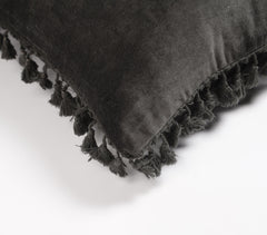 Solid Velvet Cotton Cushion Cover with Border Fringes Q4