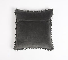 Solid Velvet Cotton Cushion Cover with Border Fringes Q4