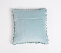 Solid Velvet Cotton Cushion Cover with Border Fringes